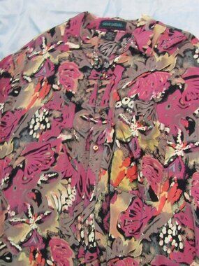 VTG SHAH SAFARI MEN'S Rayon Long Sleeve Button Down Shirt Size L Hawaiian Print
